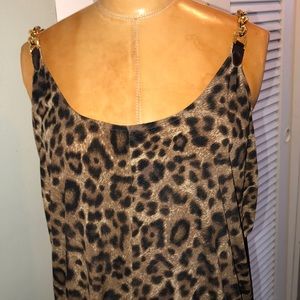 Michael Kors Leopard Print Chain Detail Top Sz L